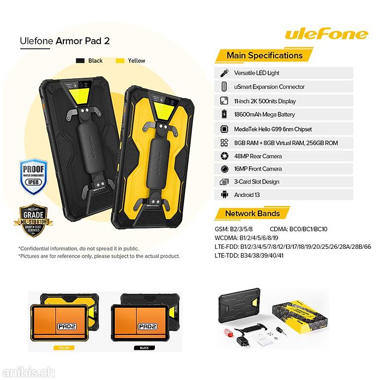 Ulefone Armor Pad 2 Tablette robuste 11 pouces 16 Go + 256 Go Armor Pad 2